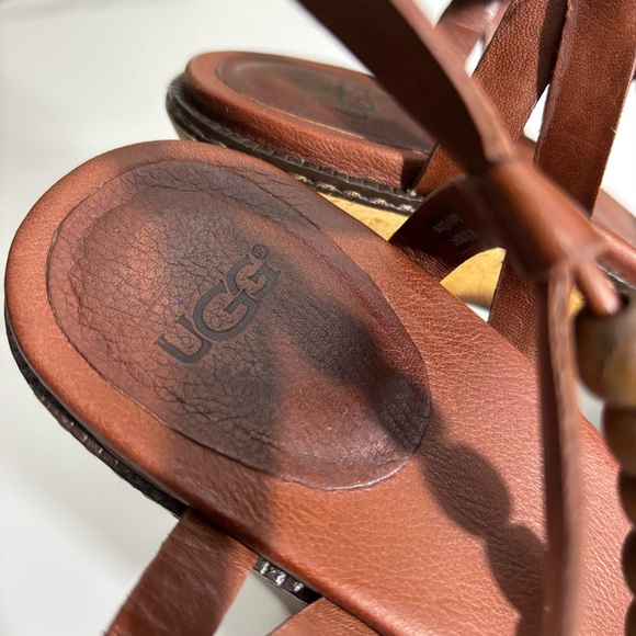 Ugg Brown Platform Leather Sandals Sz 8 - Picture 5 of 11
